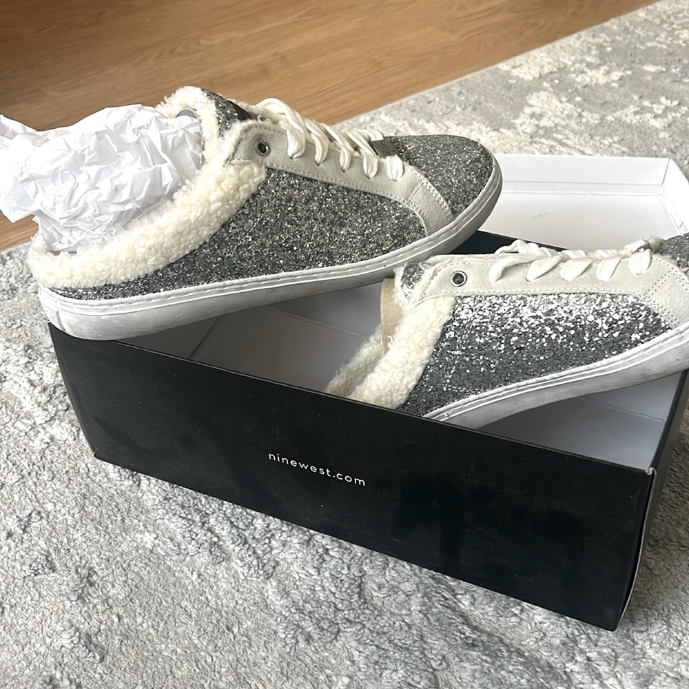 Nine West Beezie fur lined slip on sneaker 8.5